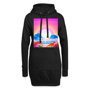 Synthwave Sun Hawaii Vaporwave Esthétique - Sweat-shirt à capuche long Femme - noir - Devant