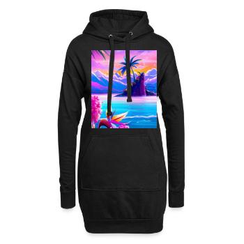 Synthwave Sun Hawaii Vaporwave Esthétique - Sweat-shirt à capuche long Femme - noir - Devant
