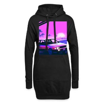 Vaporwave Esthétique Synthwave Car - Sweat-shirt à capuche long Femme - noir - Devant