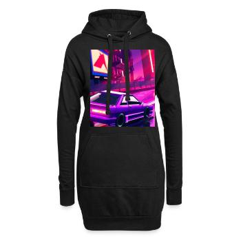 Vaporwave Esthétique Synthwave Car - Sweat-shirt à capuche long Femme - noir - Devant