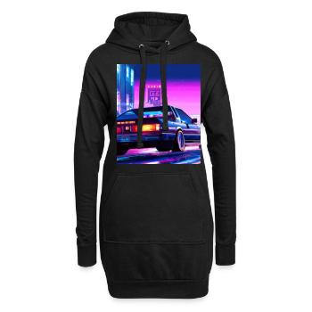 Vaporwave Esthétique Synthwave City - Sweat-shirt à capuche long Femme - noir - Devant
