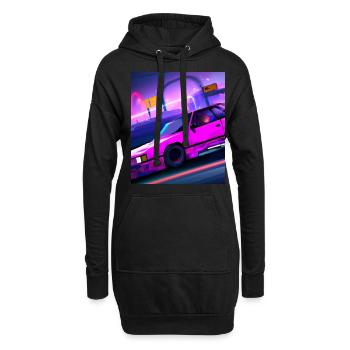 Vaporwave Esthétique Synthwave Car - Sweat-shirt à capuche long Femme - noir - Devant