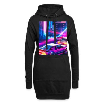 Vaporwave Esthétique Synthwave City - Sweat-shirt à capuche long Femme - noir - Devant