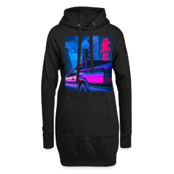 Vaporwave Esthétique Synthwave Car - Sweat-shirt à capuche long Femme - noir - Devant