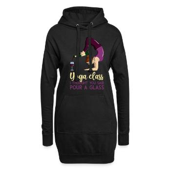 Comical Yoga Class I Thought You Said Pour A Glass - Hoodie-Kleid - Schwarz - Vorne