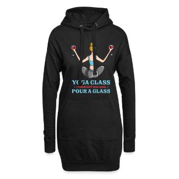 Amusing Yoga Class I Thought You Said Pour A Glass - Hoodie-Kleid - Schwarz - Vorne