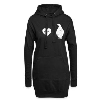 Pinguin Herzschlag - Hoodie-Kleid - Schwarz - Vorne