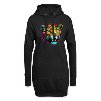 Rainbow Color Splash Leopard Par Jaguar - Sweat-shirt à capuche long Femme - noir - Devant