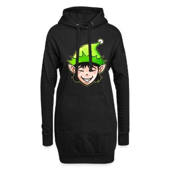 Elfe de Noël Kawaii mignon pour Noël - Sweat-shirt à capuche long Femme - noir - Devant