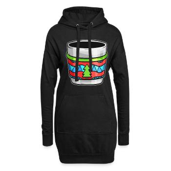 Bécher d’automne avec pull moche pour Noël - Sweat-shirt à capuche long Femme - noir - Devant