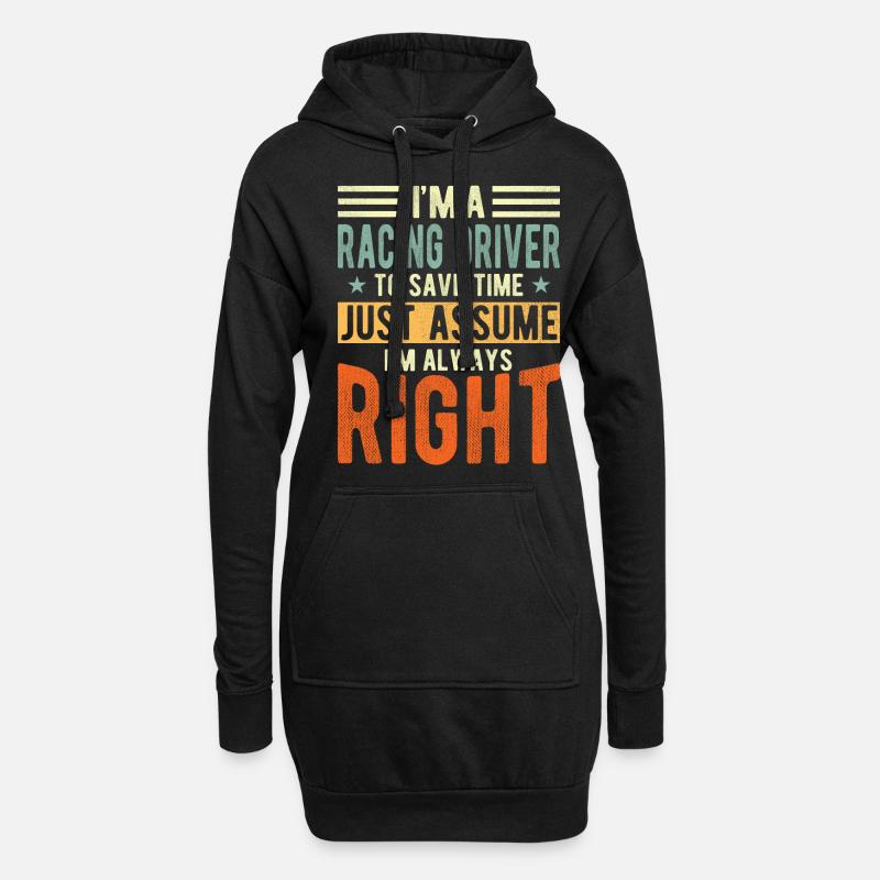 Rennfahrer - Hoodie-Kleid - Schwarz