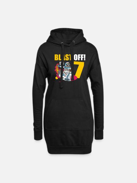 Ich Bin 7 Astronaut Lover Spaceship Happy Birthday - Hoodie-Kleid - Schwarz