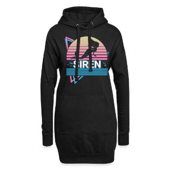 Sirene Retro - Hoodie-Kleid - Schwarz - Vorne
