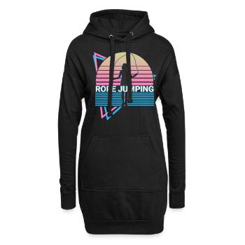 Seilspringen Seilhüpfen Fitness Retro - Hoodie-Kleid - Schwarz - Vorne