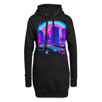 Vaporwave Esthétique Synthwave City - Sweat-shirt à capuche long Femme - noir - Devant