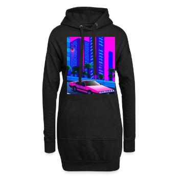 Vaporwave Esthétique Synthwave City - Sweat-shirt à capuche long Femme - noir - Devant