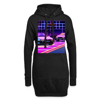 Vaporwave Esthétique Synthwave Car - Sweat-shirt à capuche long Femme - noir - Devant