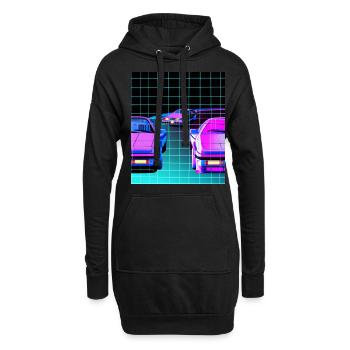 Vaporwave Esthétique Synthwave Car - Sweat-shirt à capuche long Femme - noir - Devant