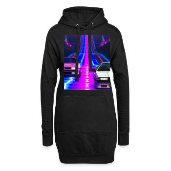 Vaporwave Esthétique Synthwave Car - Sweat-shirt à capuche long Femme - noir - Devant