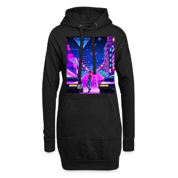 Vaporwave Esthétique Synthwave City Anime Girl - Sweat-shirt à capuche long Femme - noir - Devant
