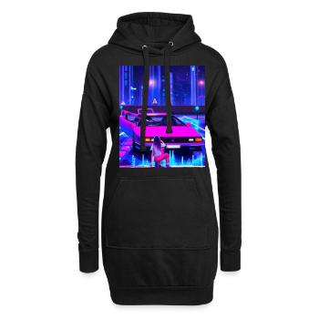 Vaporwave Esthétique Synthwave Car Anime Fille - Sweat-shirt à capuche long Femme - noir - Devant