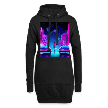 Vaporwave Esthétique Synthwave City Anime Girl - Sweat-shirt à capuche long Femme - noir - Devant