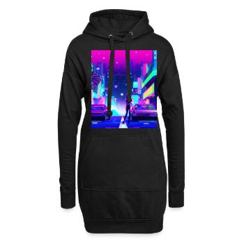 Vaporwave Esthétique Synthwave City Anime Girl - Sweat-shirt à capuche long Femme - noir - Devant