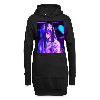 Pastel Esthétique Triste Anime Fille - Sweat-shirt à capuche long Femme - noir - Devant