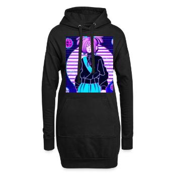 Pastel Esthétique Triste Anime Fille - Sweat-shirt à capuche long Femme - noir - Devant