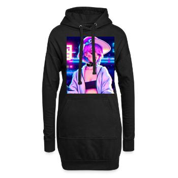 Pastel Esthétique Triste Anime Fille - Sweat-shirt à capuche long Femme - noir - Devant