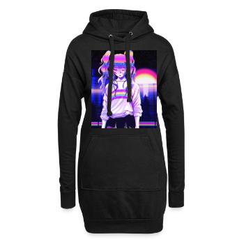Pastel Esthétique Triste Anime Fille - Sweat-shirt à capuche long Femme - noir - Devant