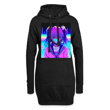 Pastel Esthétique Triste Anime Fille - Sweat-shirt à capuche long Femme - noir - Devant