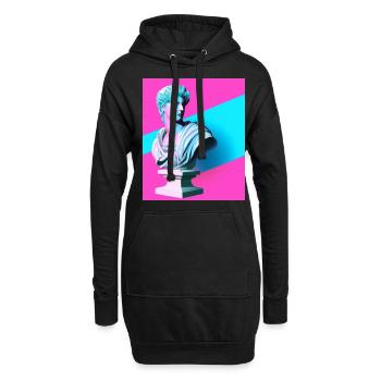 Vaporwave Statue Buste romain - Sweat-shirt à capuche long Femme - noir - Devant