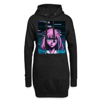 Pastel Esthétique Triste Anime Fille - Sweat-shirt à capuche long Femme - noir - Devant