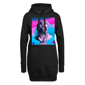 Vaporwave Statue Buste romain - Sweat-shirt à capuche long Femme - noir - Devant