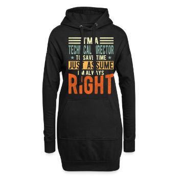 Technischer Direktor - Hoodie-Kleid - Schwarz - Vorne