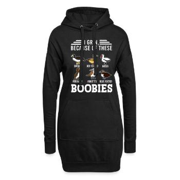 Drôle de collection d’oiseaux de mer en fous de Bassan - Sweat-shirt à capuche long Femme - noir - Devant
