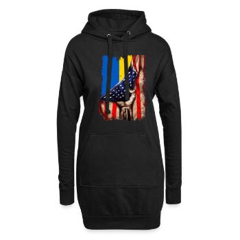 Fight for Ukraine USA Flagge Ukraine - Hoodie-Kleid - Schwarz - Vorne