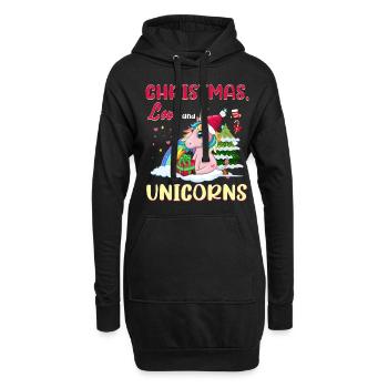 Einhorn Pferde Reitern Weihnachen Liebe Reiten - Hoodie-Kleid - Schwarz - Vorne