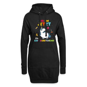 Ich bin jetzt ein Kindergartenkind Kinder Einhorn - Hoodie-Kleid - Schwarz - Vorne