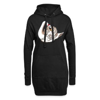 Schwan mit Christmas Sweater - Hoodie-Kleid - Schwarz - Vorne