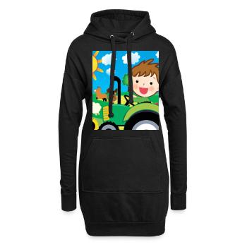 Grüner Traktor Geburtstag Bauernhof Tiere - Hoodie-Kleid - Schwarz - Vorne