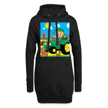 Grüner Traktor Geburtstag Bauernhof Tiere - Hoodie-Kleid - Schwarz - Vorne