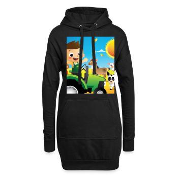 Grüner Traktor Geburtstag Bauernhof Tiere - Hoodie-Kleid - Schwarz - Vorne