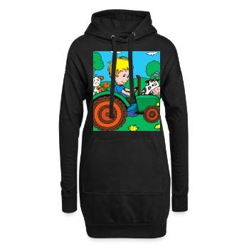 Grüner Traktor Geburtstag Bauernhof Tiere - Hoodie-Kleid - Schwarz - Vorne