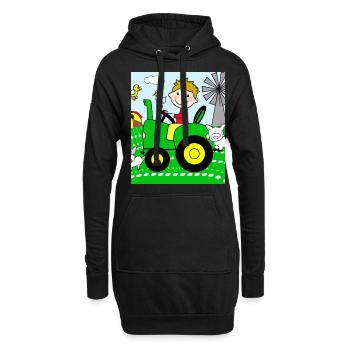 Grüner Traktor Geburtstag Bauernhof Tiere - Hoodie-Kleid - Schwarz - Vorne