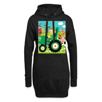 Grüner Traktor Geburtstag Bauernhof Tiere - Hoodie-Kleid - Schwarz - Vorne
