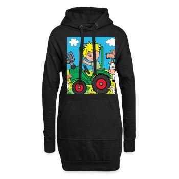 Grüner Traktor Geburtstag Bauernhof Tiere - Hoodie-Kleid - Schwarz - Vorne
