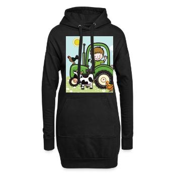 Grüner Traktor Geburtstag Bauernhof Tiere - Hoodie-Kleid - Schwarz - Vorne
