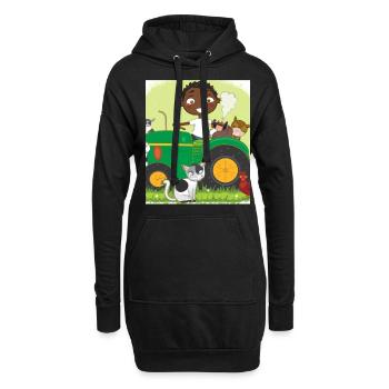 Grüner Traktor Geburtstag Bauernhof Tiere - Hoodie-Kleid - Schwarz - Vorne